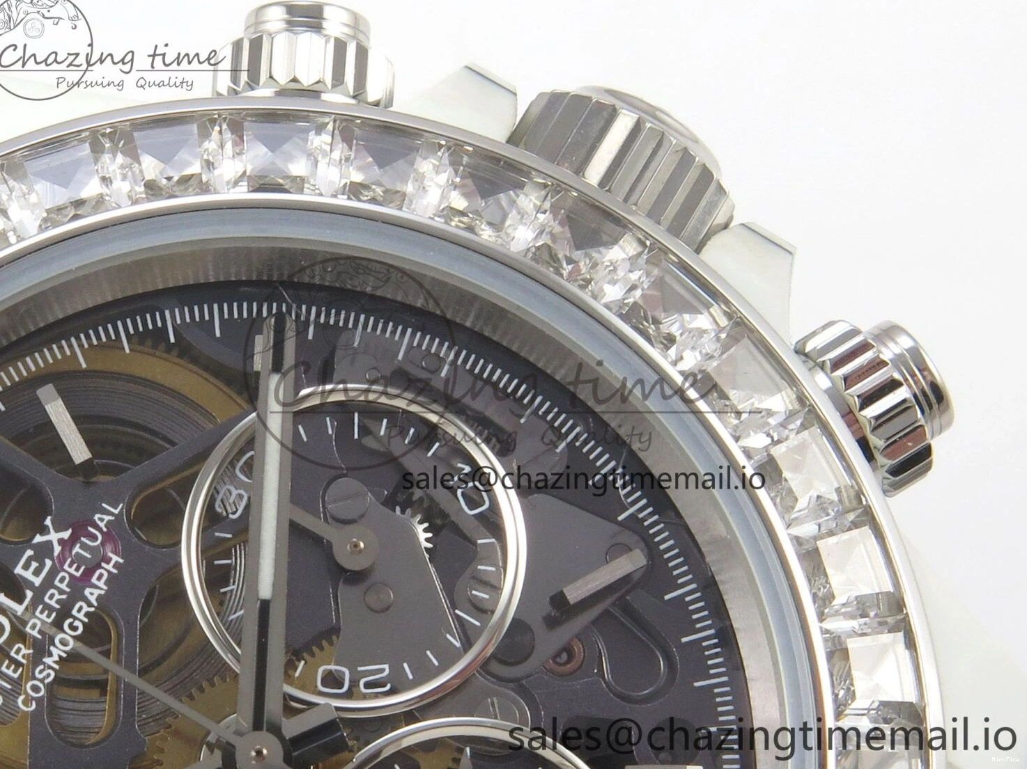 MiroTime 0301 Daytona Cosmograph White Carbon MPF Best Blaken Skeleton Dial on White Nylon Strap A FreshLook 314